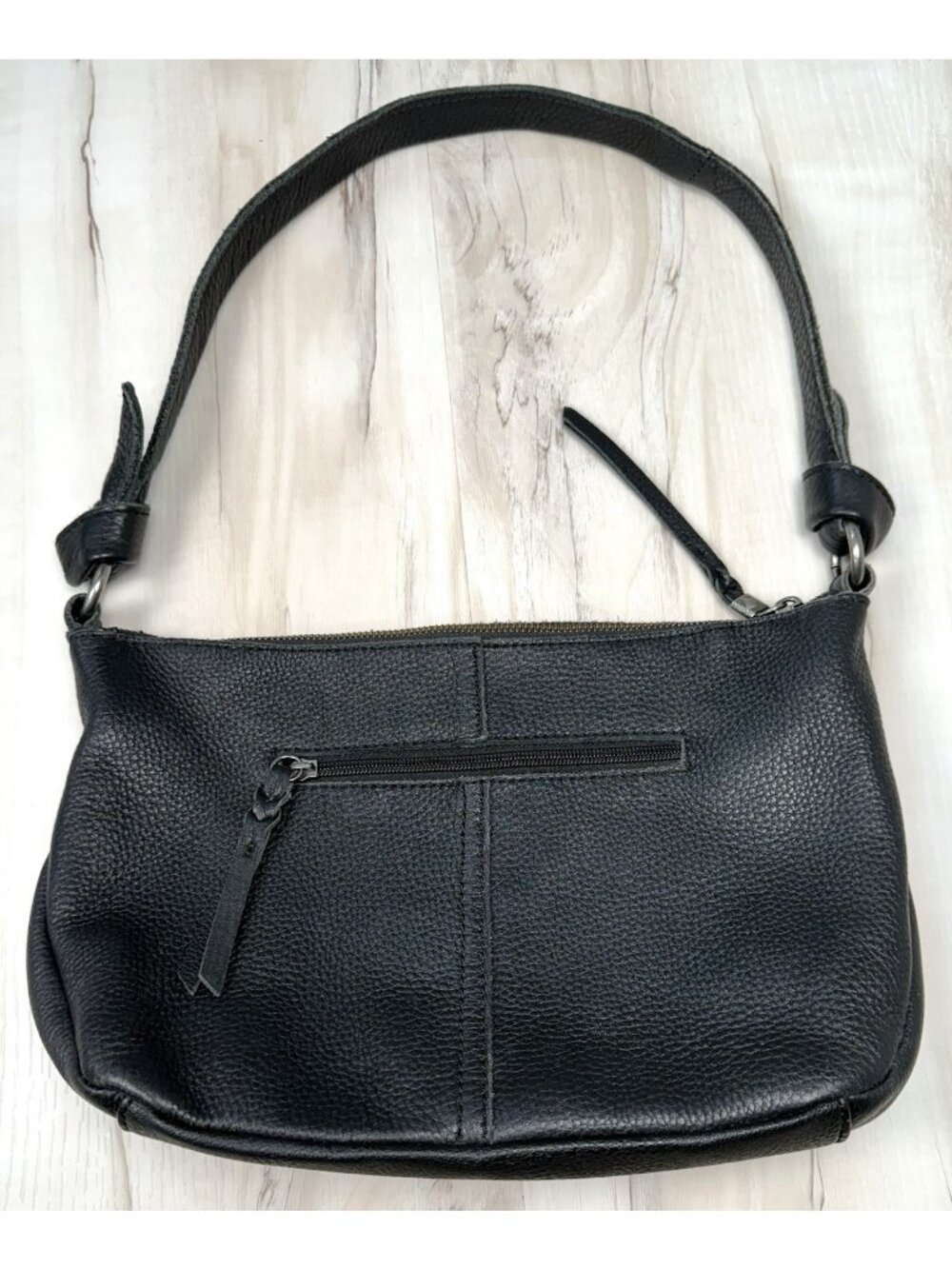 THE SAK 12"x8"x4" Black Pebbled Leather Rialto SHOULDER BAG Purse Handbag EUC